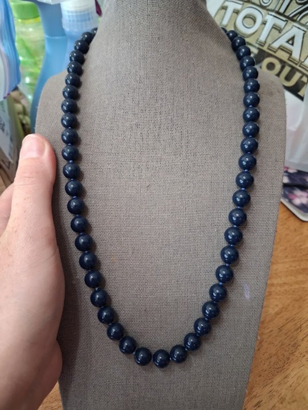 22 inch Navy beaded necklace